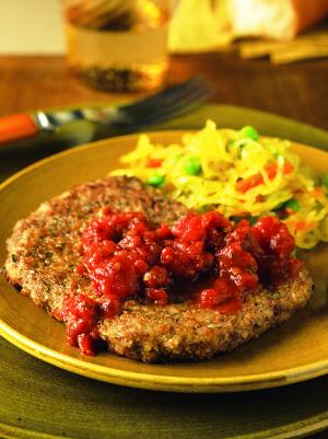 country-fried steaks with tomato-basil sauce recipe image