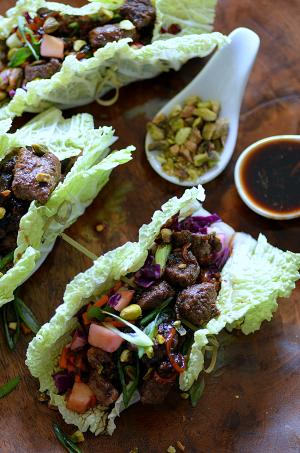 north african spiced beef wraps with crunchy confetti slaw recipe image