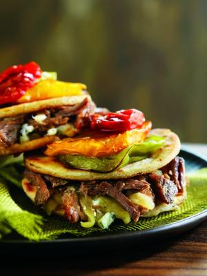 shredded beef and blue cheese quesadillas recipe image