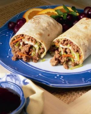 asian beef and broccoli slaw wraps recipe image