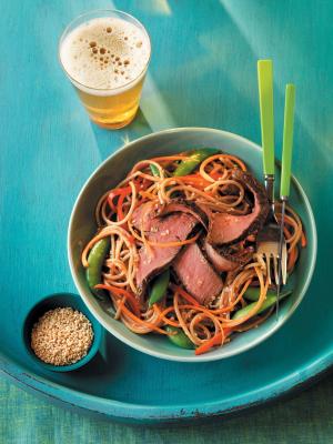 grilled steak and asian noodle salad recipe image