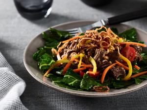 thai braised beef shanks and fresh pickled vegetable salad recipe image