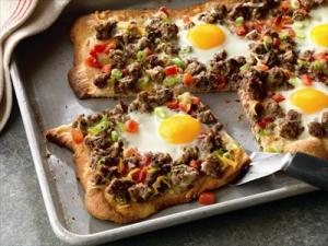 beef breakfast pizza ole recipe image