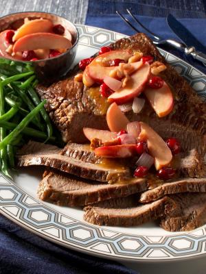 beef brisket with savory sauteed apples recipe image