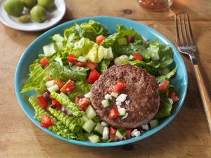 burger on salad four ways recipe image