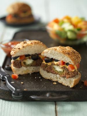 cheesy jalapeno pepper-stuffed burgers recipe image