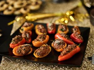beef and couscous stuffed baby bell peppers recipe image