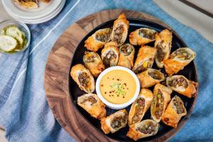 cheeseburger and grillo's pickles® eggroll recipe image