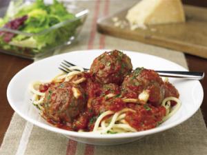 stuffed saucy meatballs & pasta recipe image