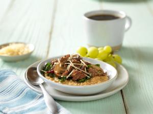 beef mushroom and greens savory oats recipe image