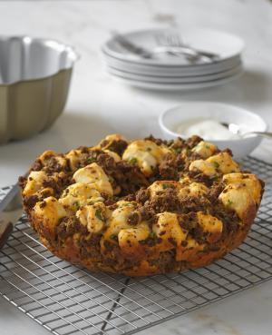 beef sausage and cheddar monkey bread recipe image