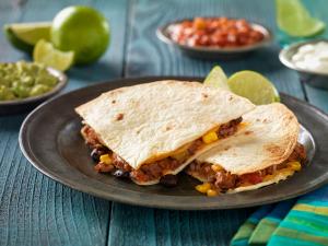 easy baked beef, bean and corn quesadillas recipe image