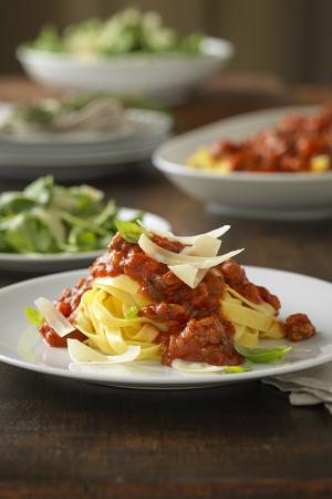 beef bolognese with fresh egg pappardelle pasta recipe image