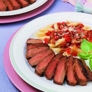 southern italian beef steak & pasta for two recipe image