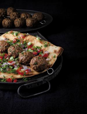 mediterranean beef meatball kabob recipe image