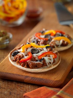 personal beef pizzas recipe image