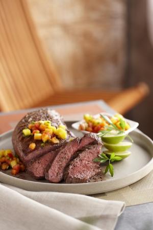 grilled beef tri-tip with tropical fruit salsa recipe image