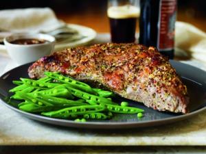 country mustard tri-tip roast with butter-brew sauce recipe image