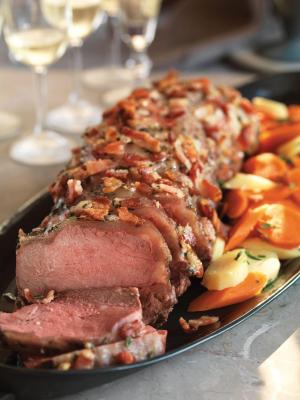 bacon & herb topped beef roast recipe image