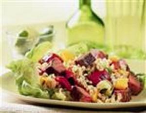 beef mango and barley salad recipe image