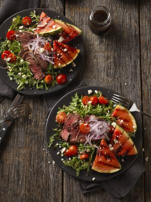 grilled steak and watermelon salad recipe image