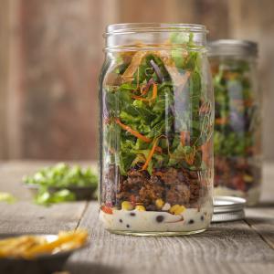 salad shakers with beef crumbles recipe image