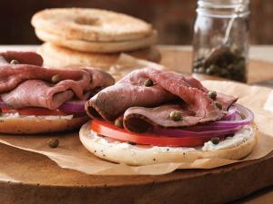 beef and cream cheese bagelwich recipe image