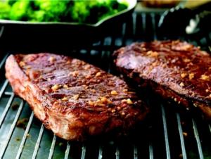 beef steaks with sweet-soy drizzle recipe image