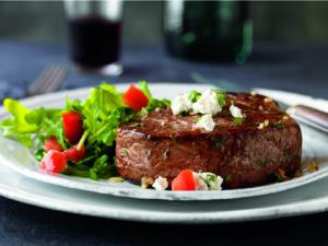 herbed tenderloin with goat cheese topping recipe image