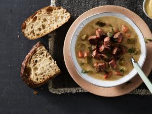 beefy dill pickle soup recipe image