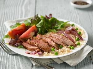 indian beef flank steak & rice recipe image