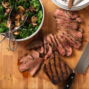 red wine herb marinated beef steak recipe image