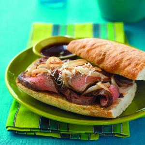 spanish beef dips with caramelized manchengo onions recipe image