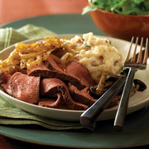 spicy-sweet steaks and onions recipe image